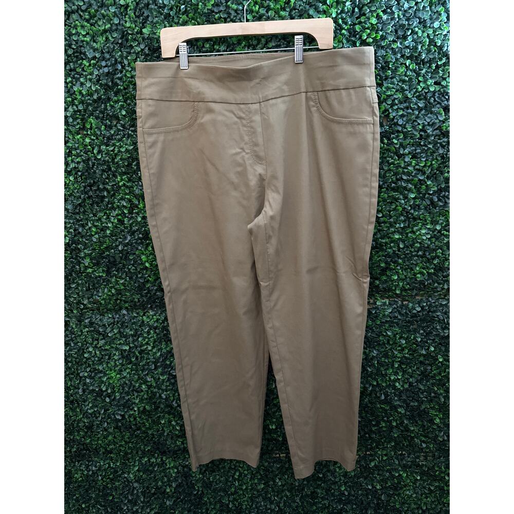Ruby Rd. Women’s light Brown, Elastic waist flat front Pants, women’s size 20W